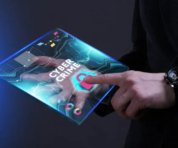 Person interacting with a holographic tablet displaying 