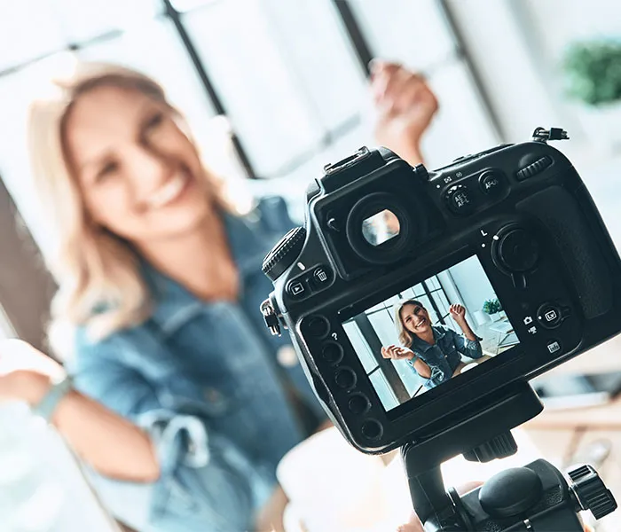 Woman in front of the camera